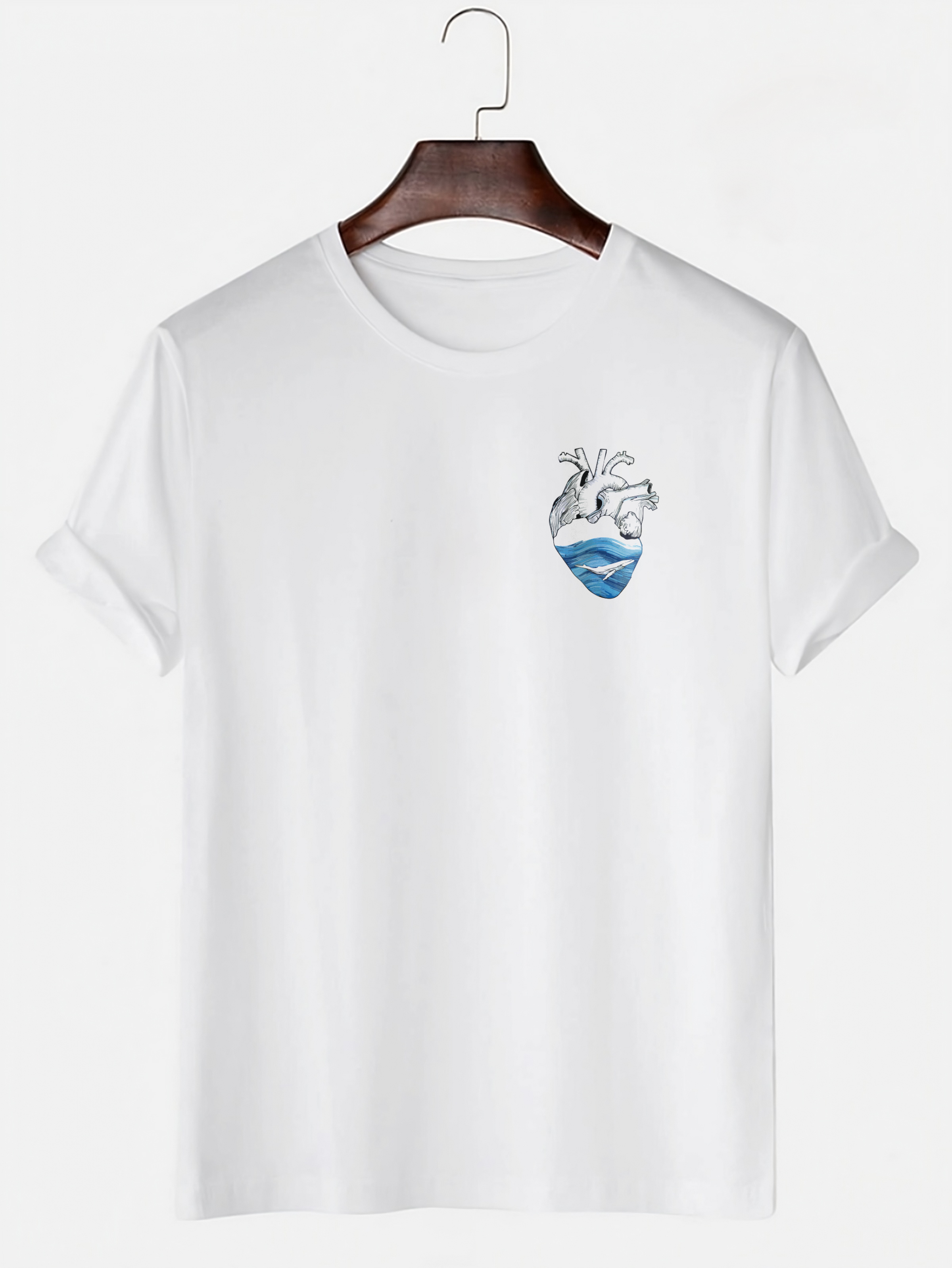 BLUE HEART white T-shirt